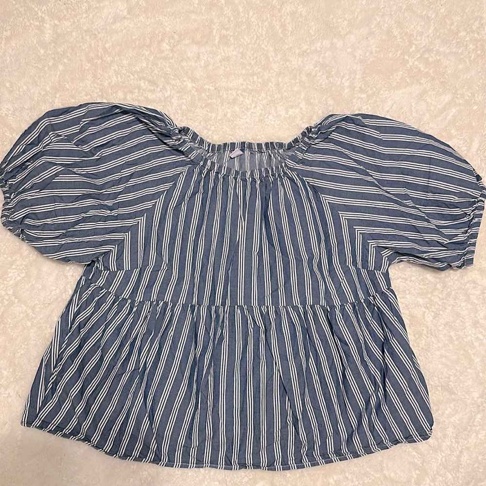 Blue and White Striped Baby Doll Top